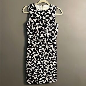 Kate Spade Della Butterfly Black and White Sheath Midi Dress